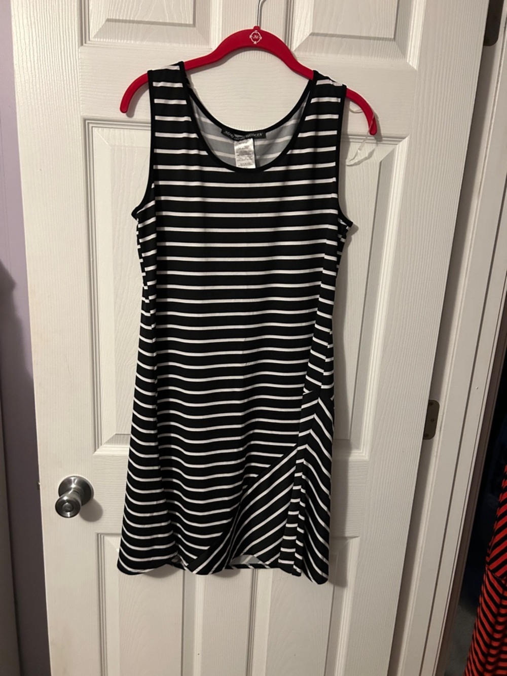 Black & White Striped Sleeveless Mini Dress